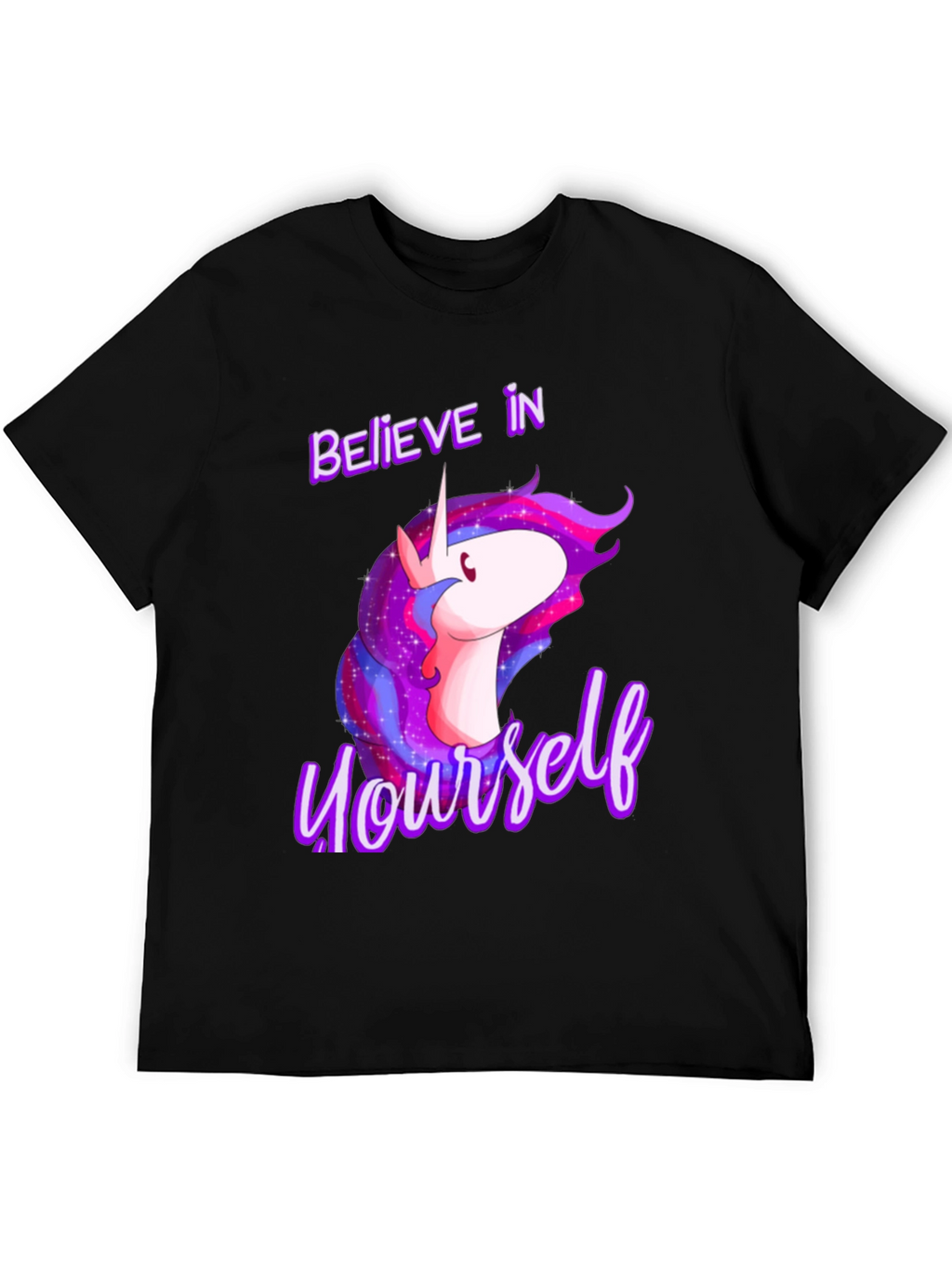 Believe In Yourself Unicorn Black T-Shirt