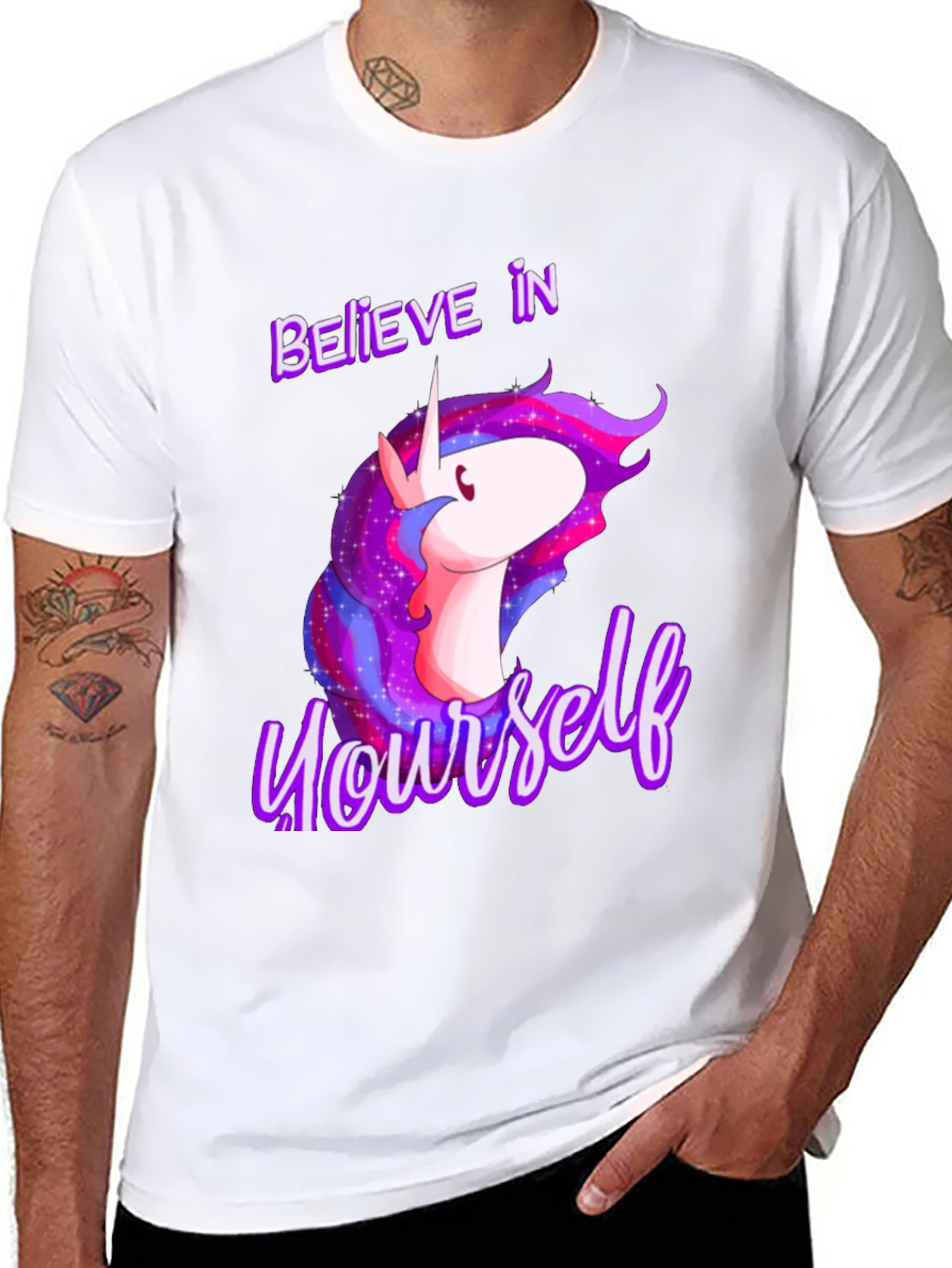 Believe In Yourself Unicorn Black T-Shirt