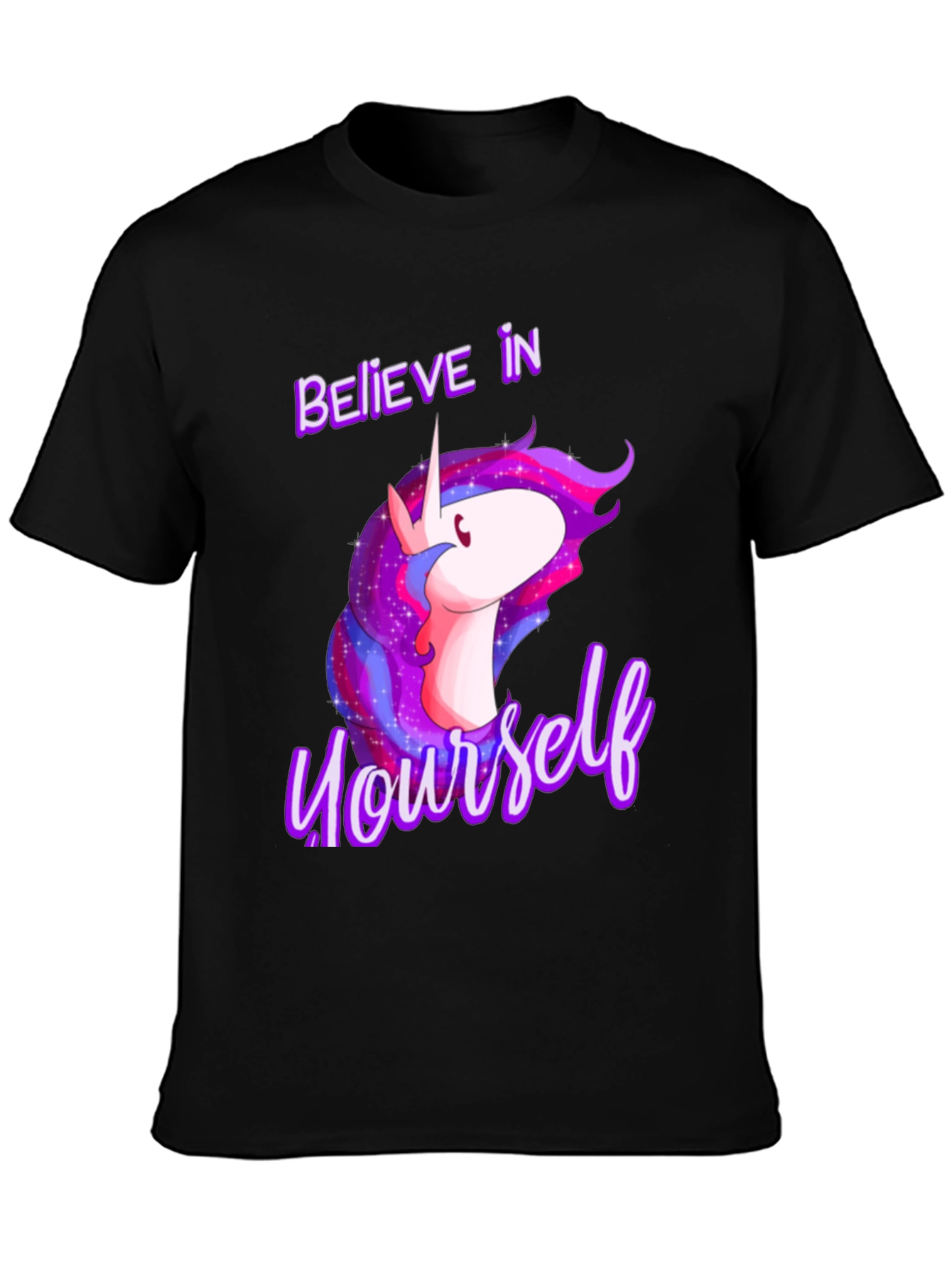 Believe In Yourself Unicorn Black T-Shirt