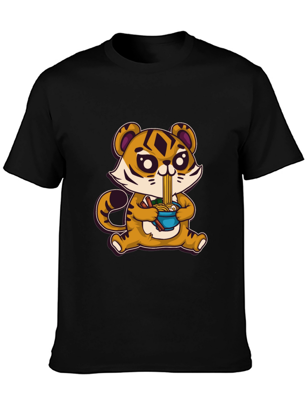 Cute Tiger Ramen T-Shirt - Cartoon Style
