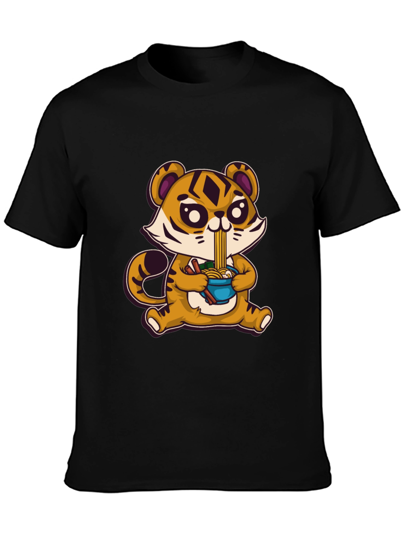 Cute Tiger Ramen T-Shirt - Cartoon Style