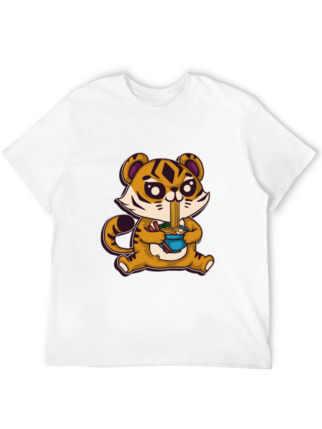 Cute Tiger Ramen T-Shirt - Cartoon Style