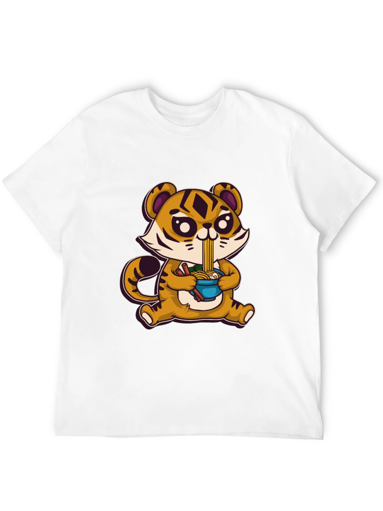 Cute Tiger Ramen T-Shirt - Cartoon Style