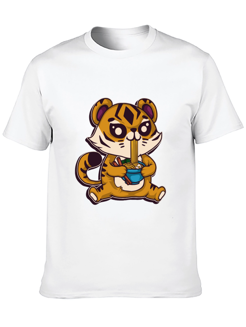 Cute Tiger Ramen T-Shirt - Cartoon Style