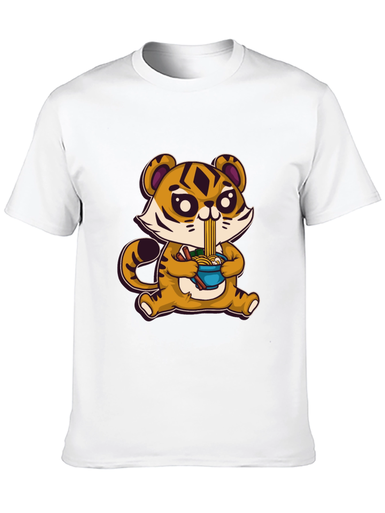 Cute Tiger Ramen T-Shirt - Cartoon Style