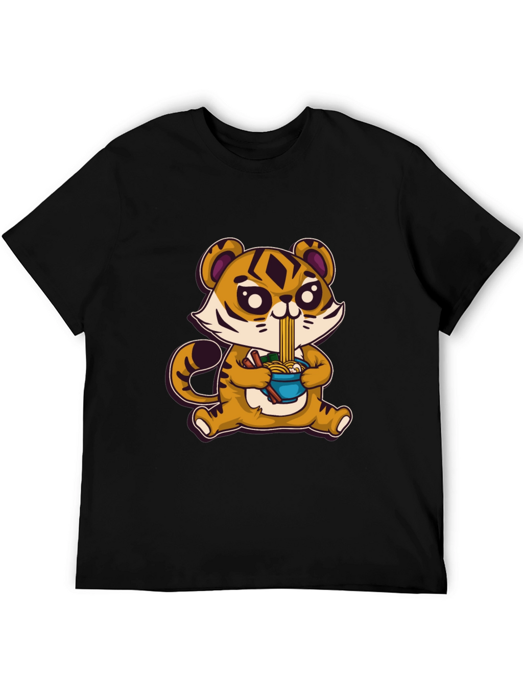 Cute Tiger Ramen T-Shirt - Cartoon Style