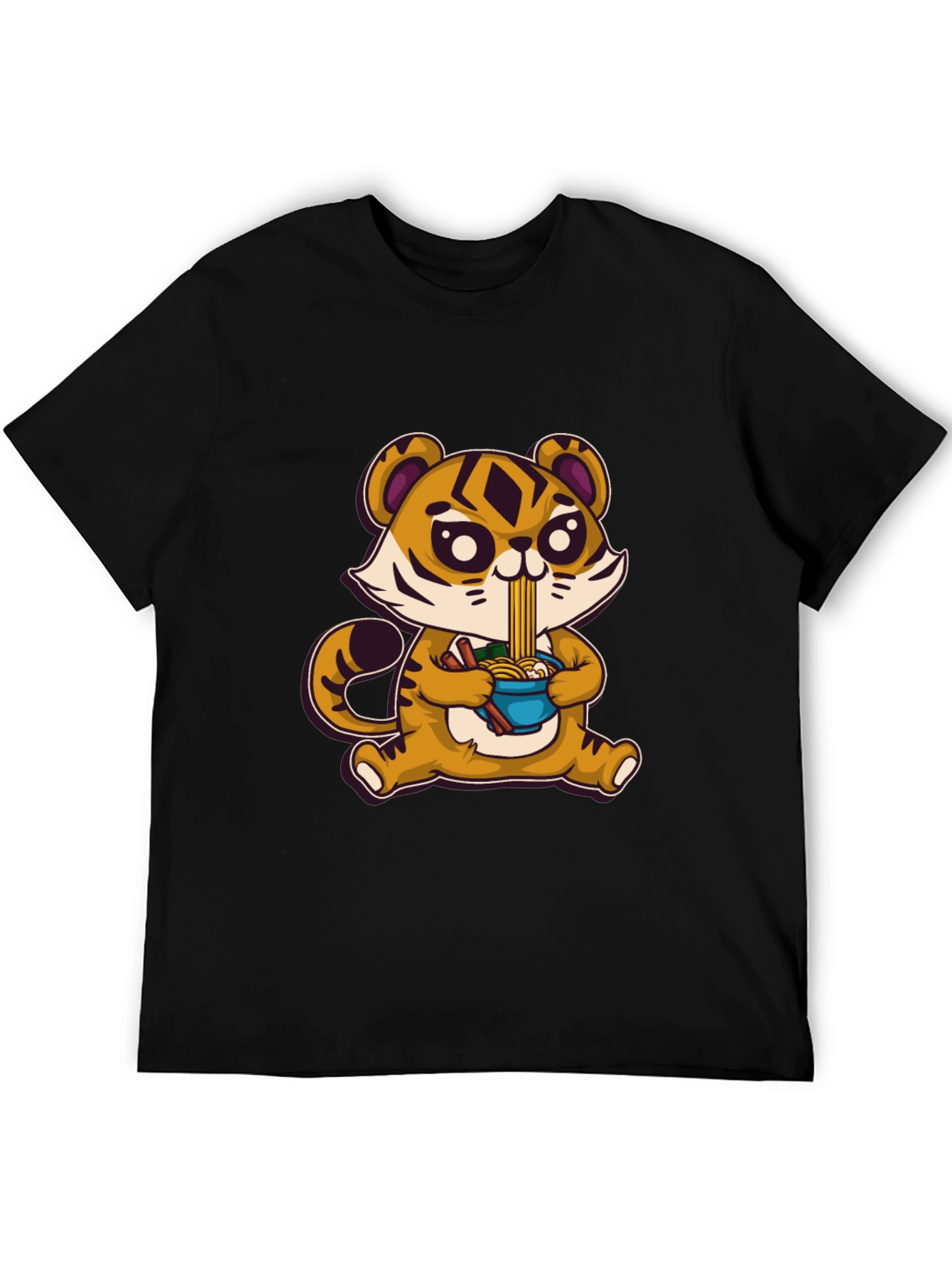 Cute Tiger Ramen T-Shirt - Cartoon Style