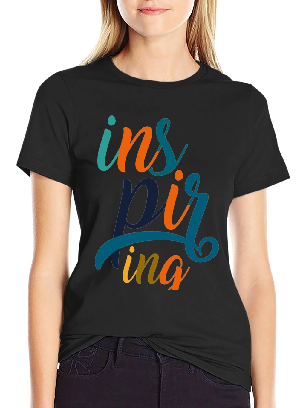 Inspiring Graphic Print Black T-Shirt