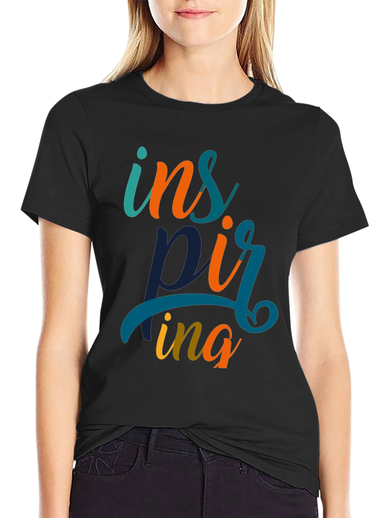 Inspiring Graphic Print Black T-Shirt