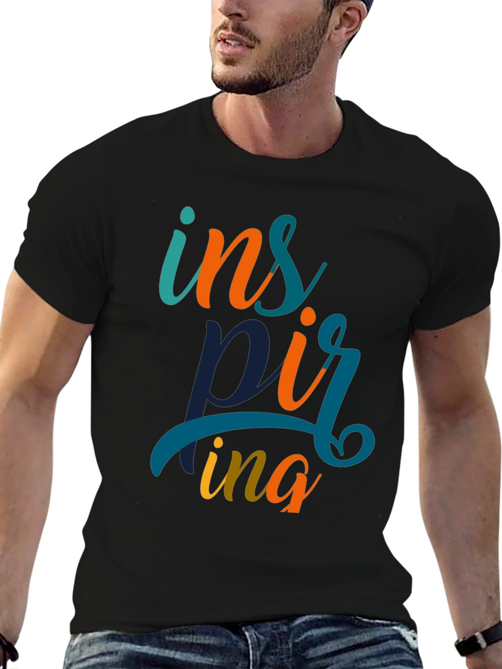 Inspiring Graphic Print Black T-Shirt