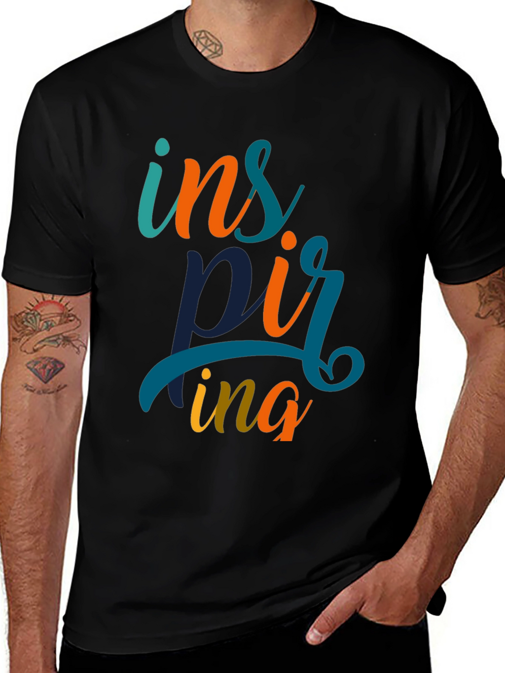 Inspiring Graphic Print Black T-Shirt