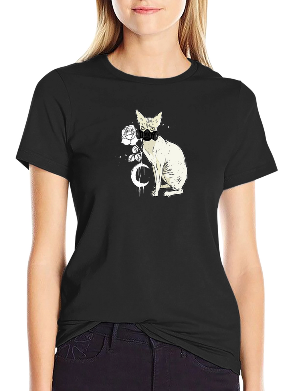 Cat with Mask Graphic T-Shirt