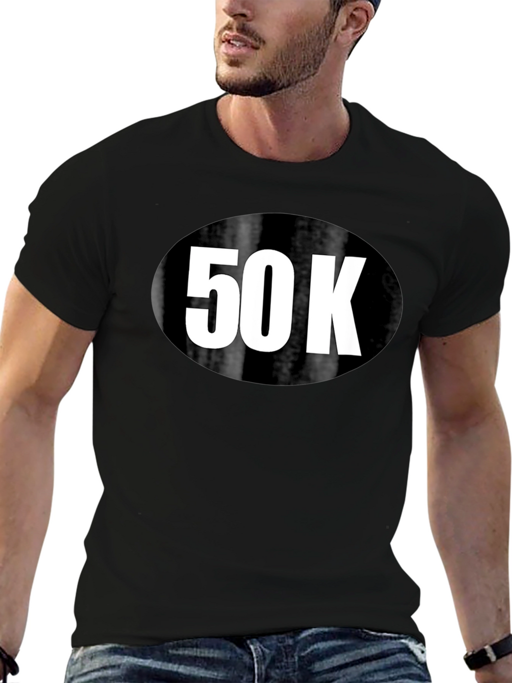 50K Run T-Shirt - Black Cotton Blend
