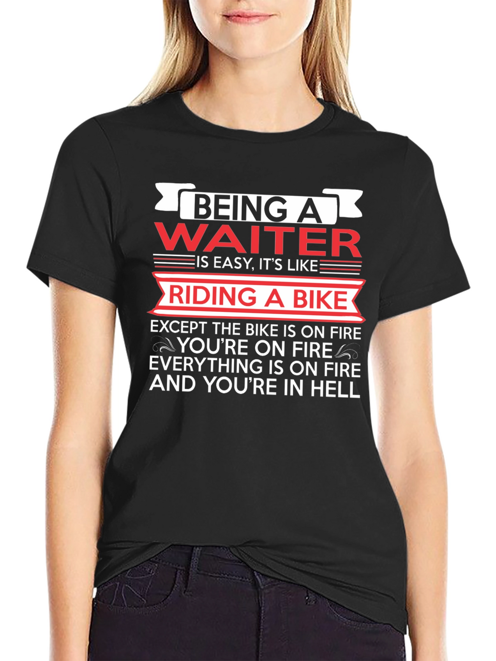 Waiter On Fire Black T-Shirt