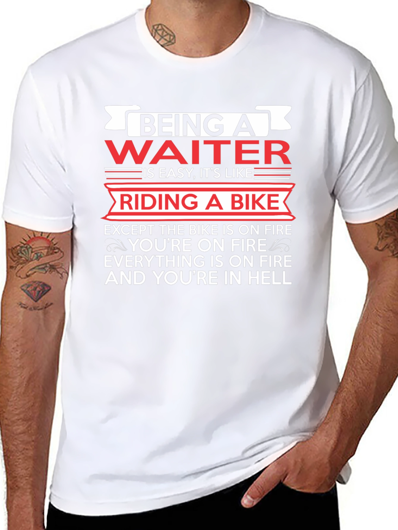 Waiter On Fire Black T-Shirt