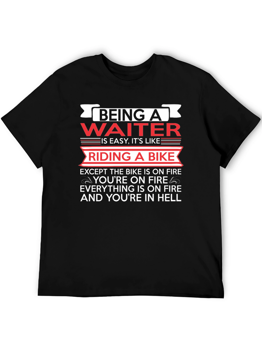 Waiter On Fire Black T-Shirt