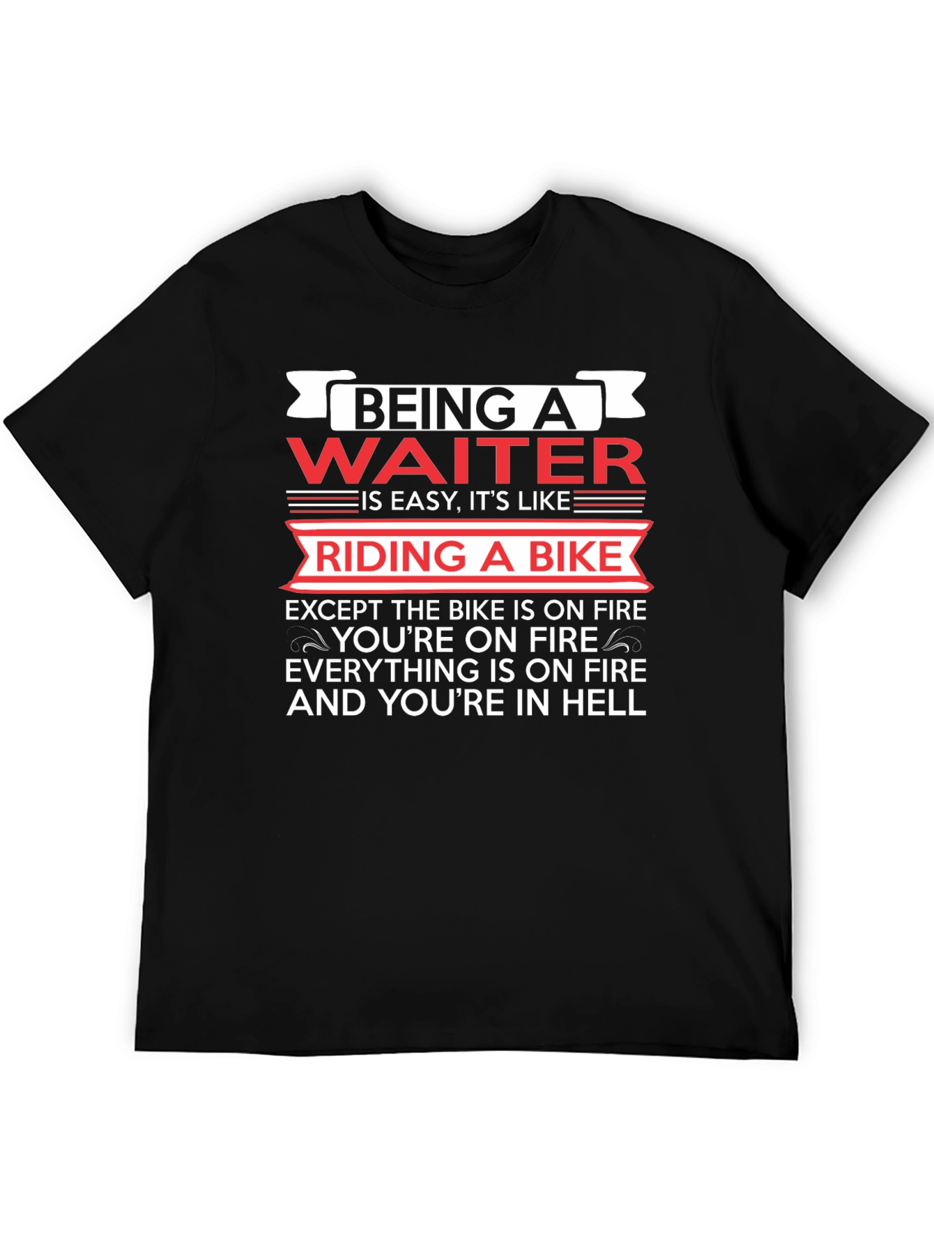 Waiter On Fire Black T-Shirt