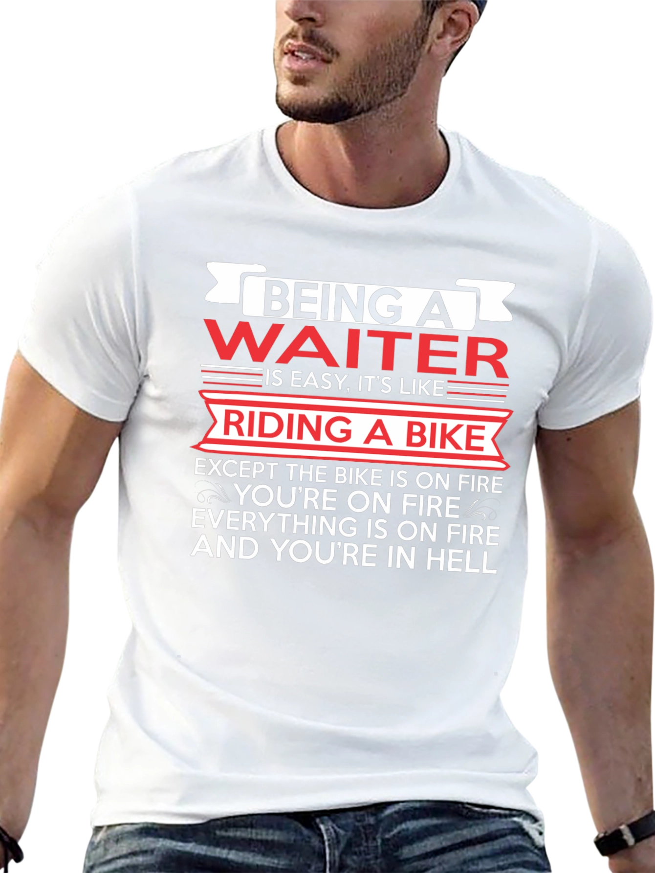 Waiter On Fire Black T-Shirt