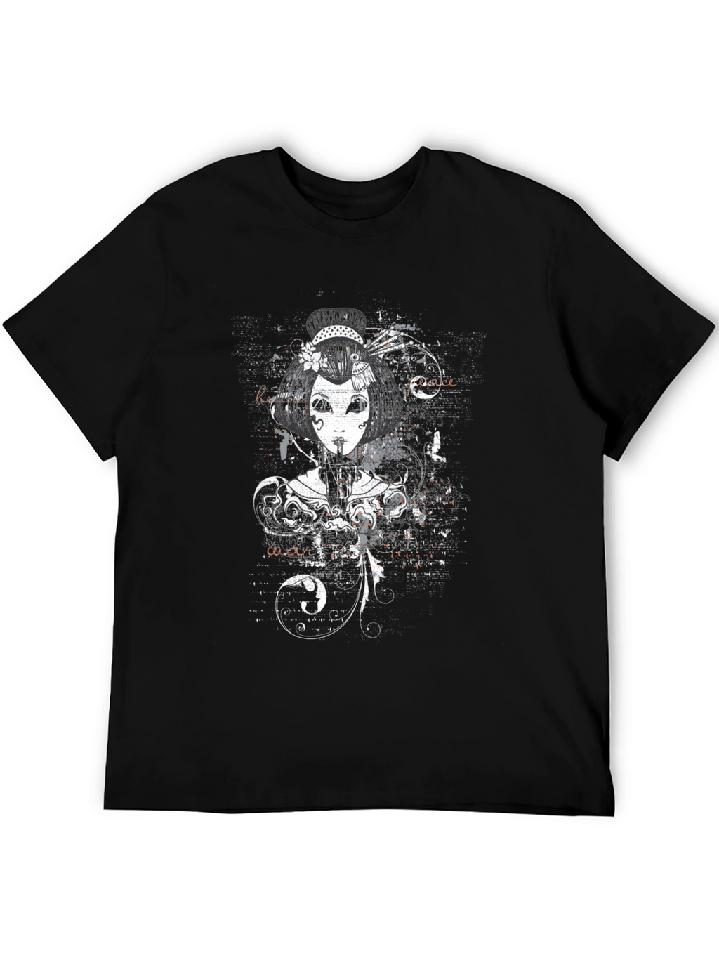 Geisha Graphic Print Black T-Shirt