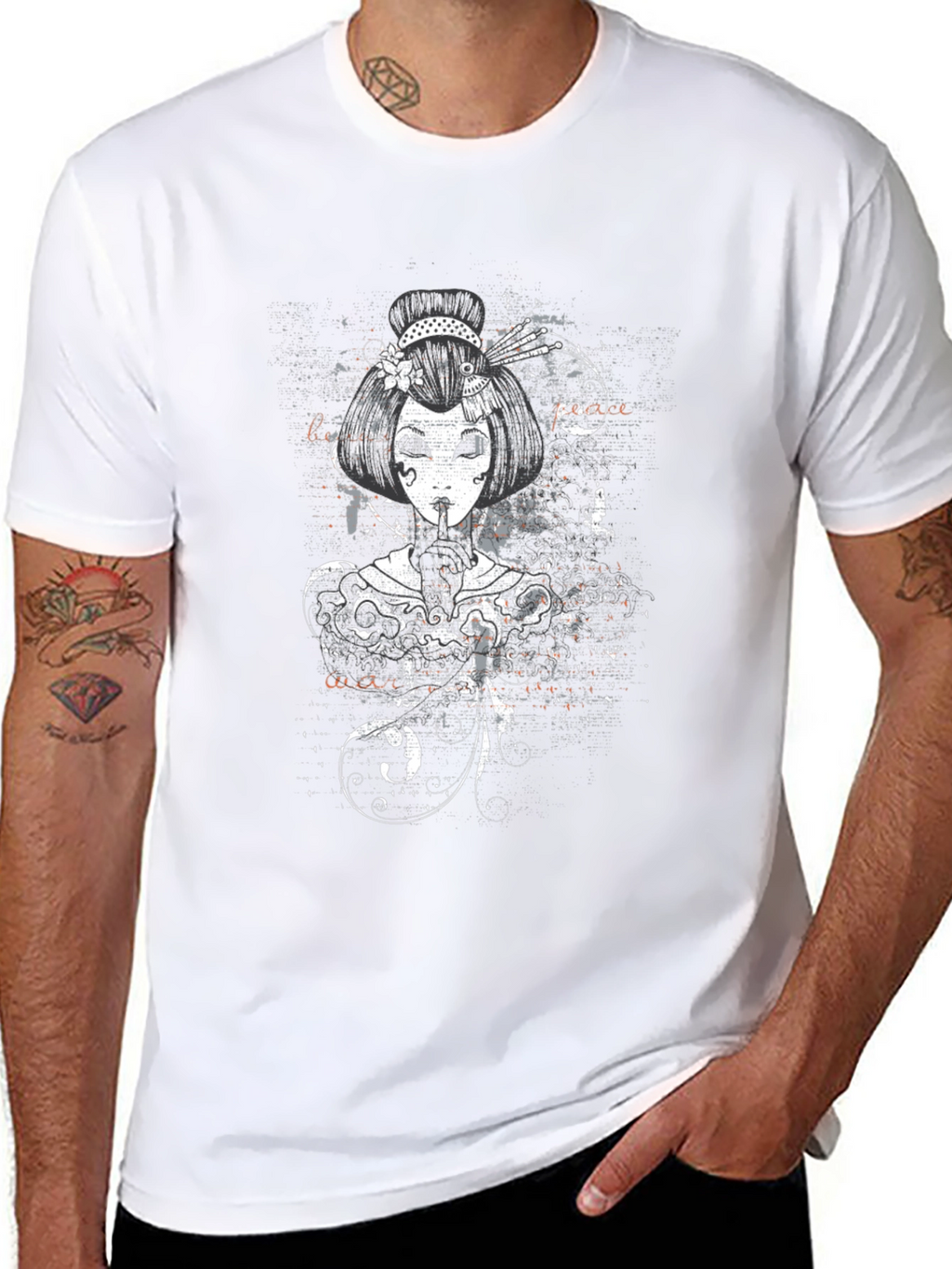 Geisha Graphic Print Black T-Shirt