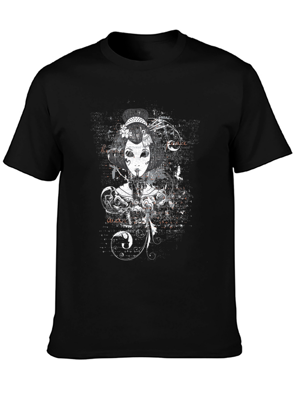 Geisha Graphic Print Black T-Shirt