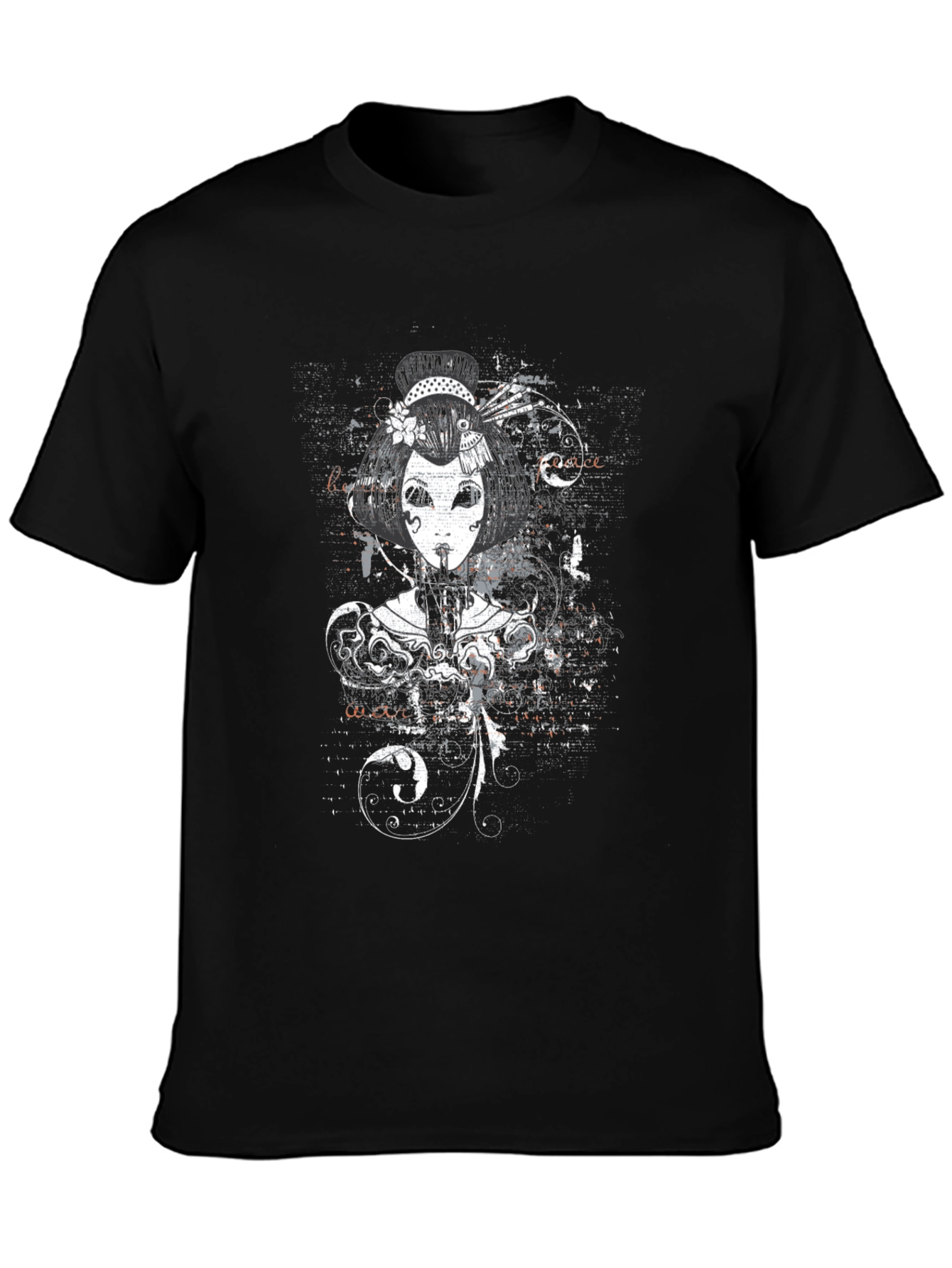 Geisha Graphic Print Black T-Shirt