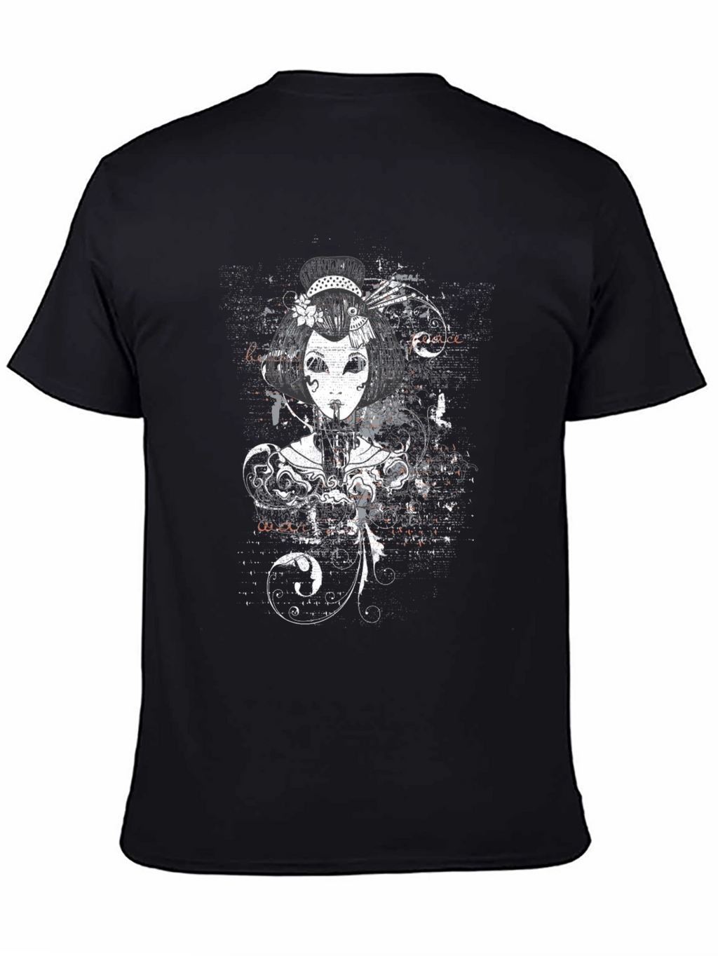 Geisha Graphic Print Black T-Shirt