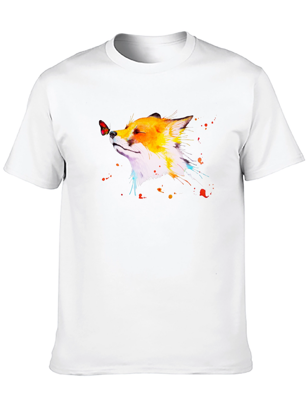 Fox & Butterfly Graphic Black T-Shirt
