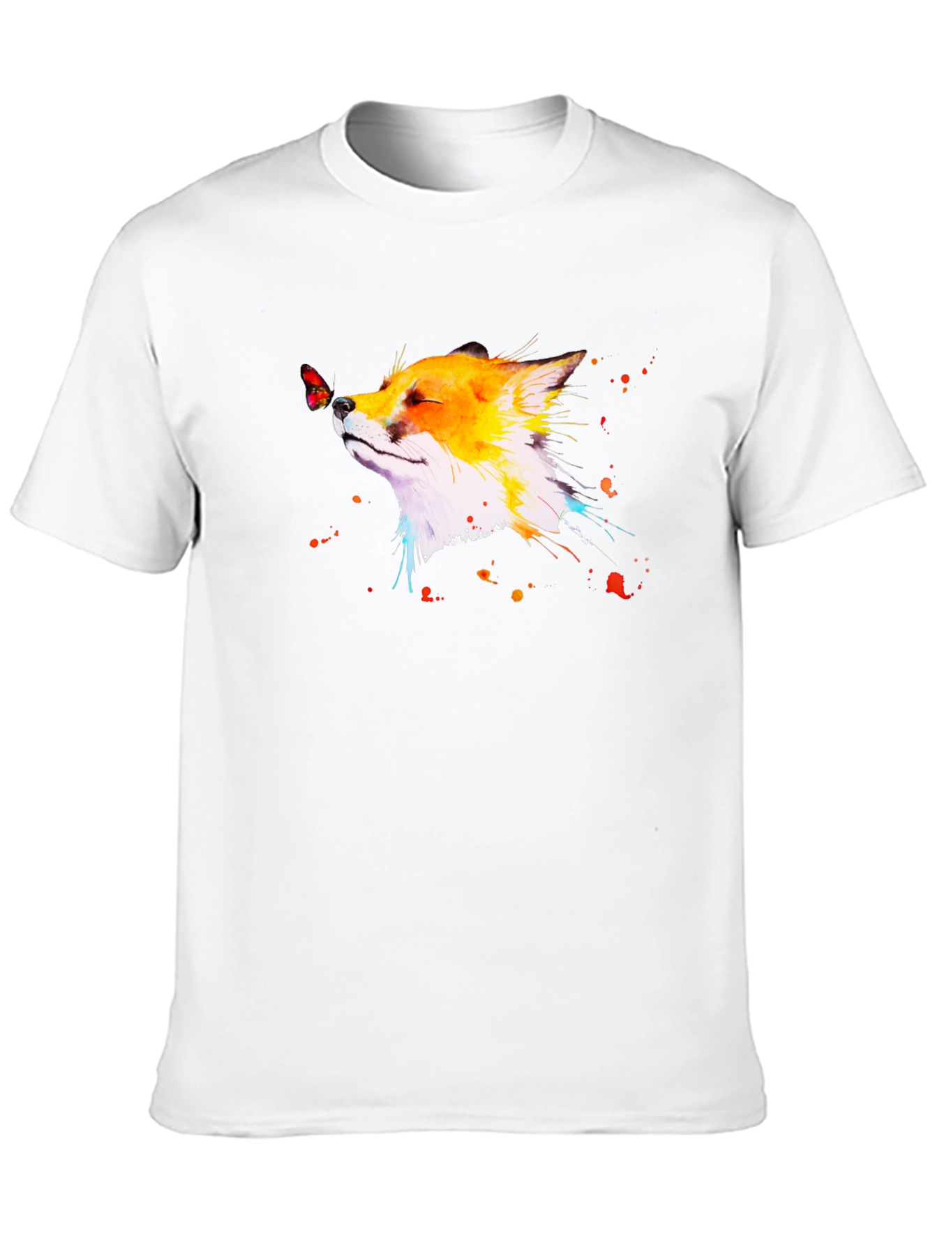 Fox & Butterfly Graphic Black T-Shirt