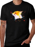 Fox & Butterfly Graphic Black T-Shirt