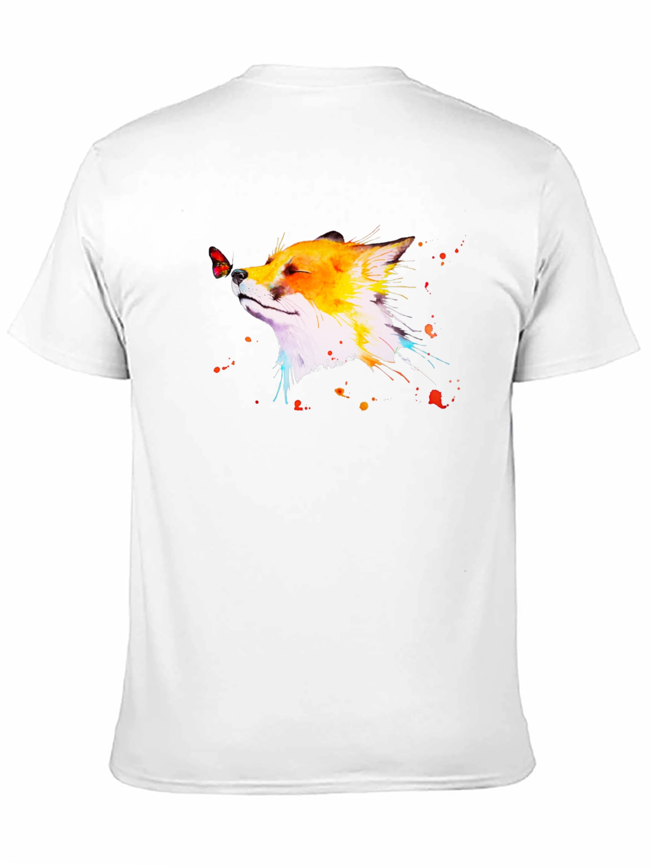 Fox & Butterfly Graphic Black T-Shirt