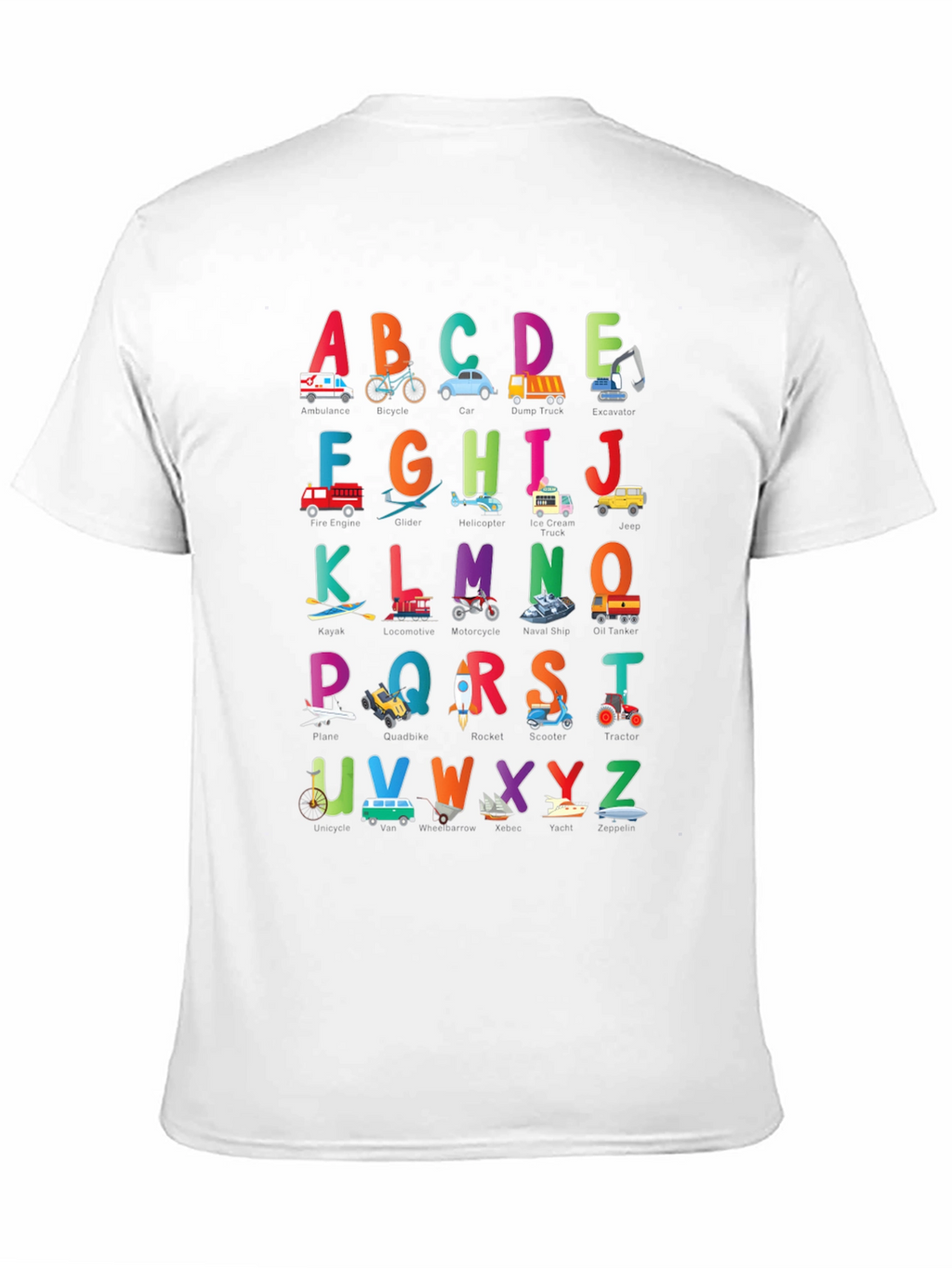 Kids Alphabet Vehicles Black T-Shirt