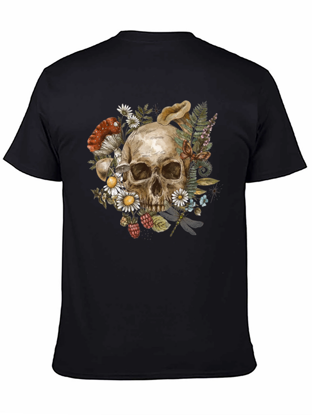 Skull & Nature Graphic Tee - Black