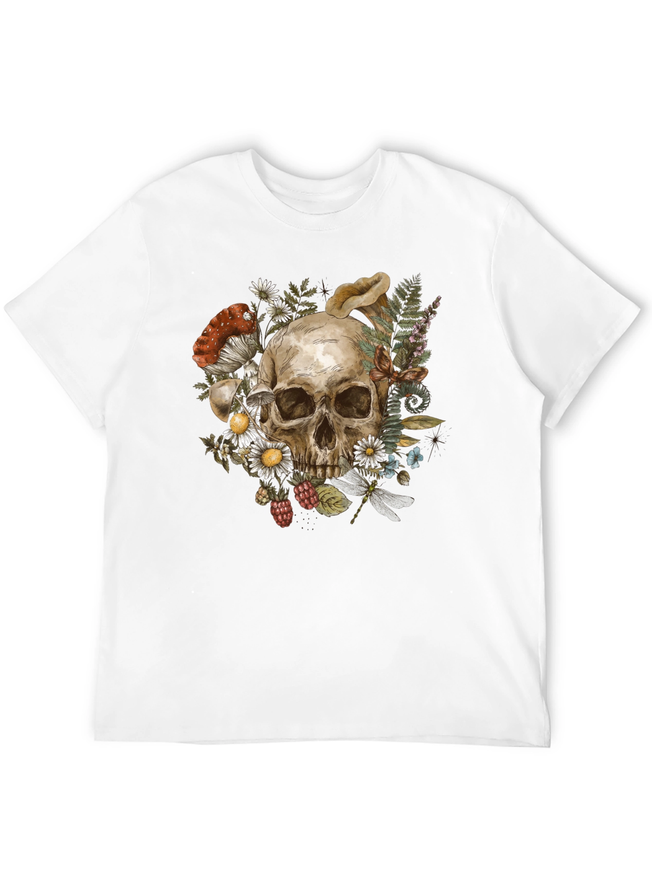 Skull & Nature Graphic Tee - Black