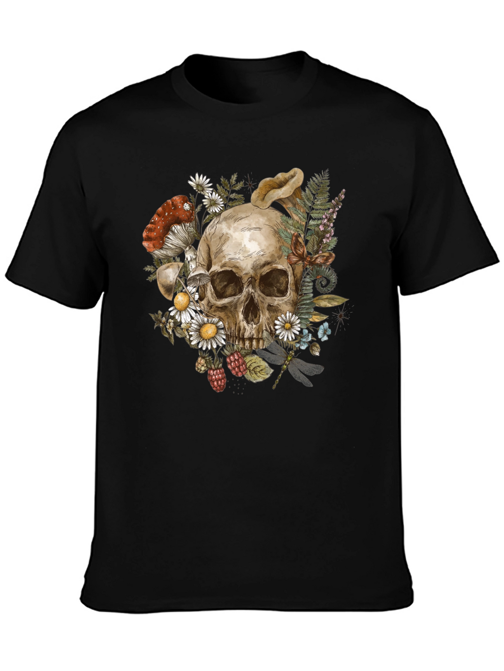 Skull & Nature Graphic Tee - Black