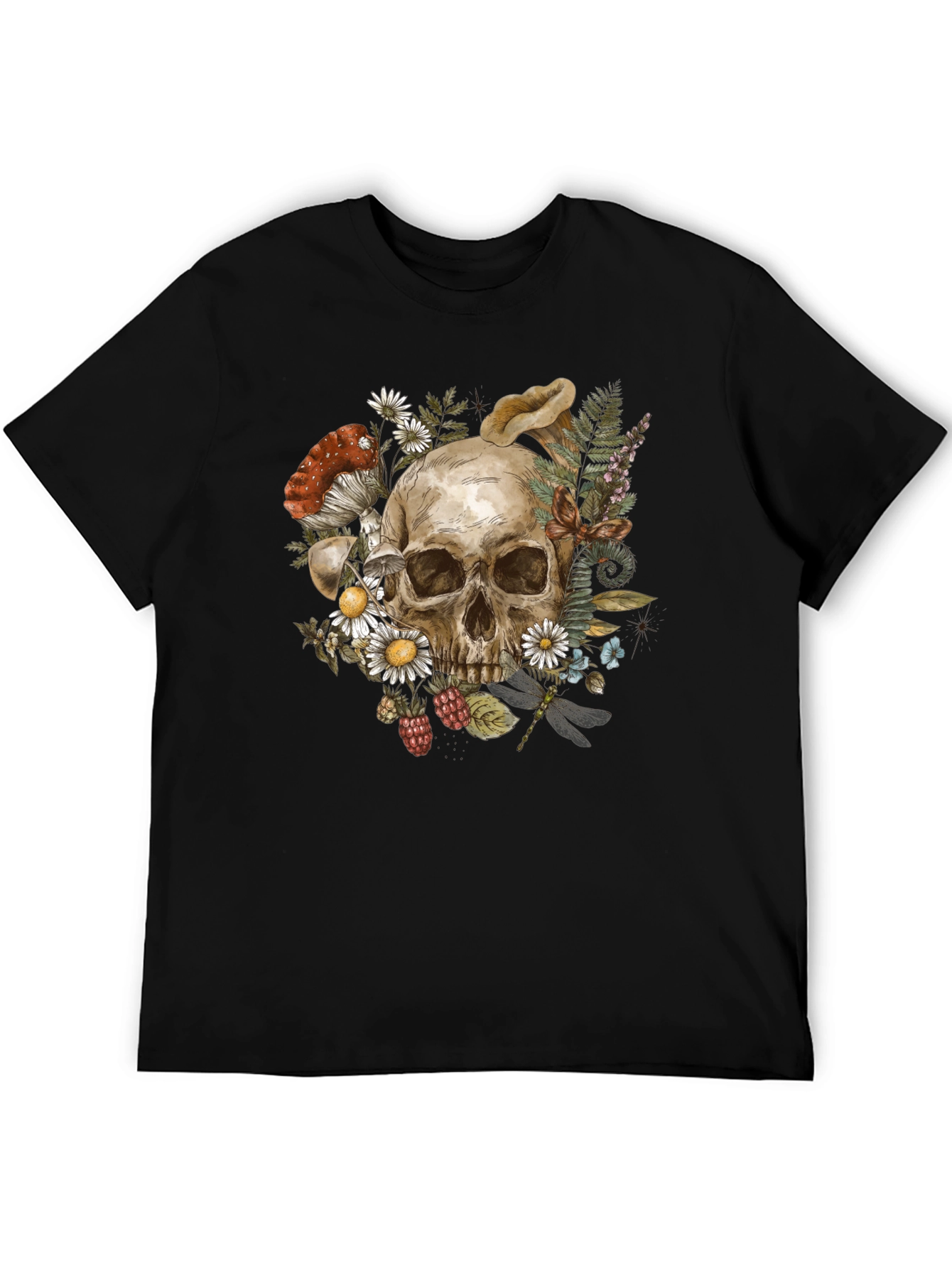 Skull & Nature Graphic Tee - Black