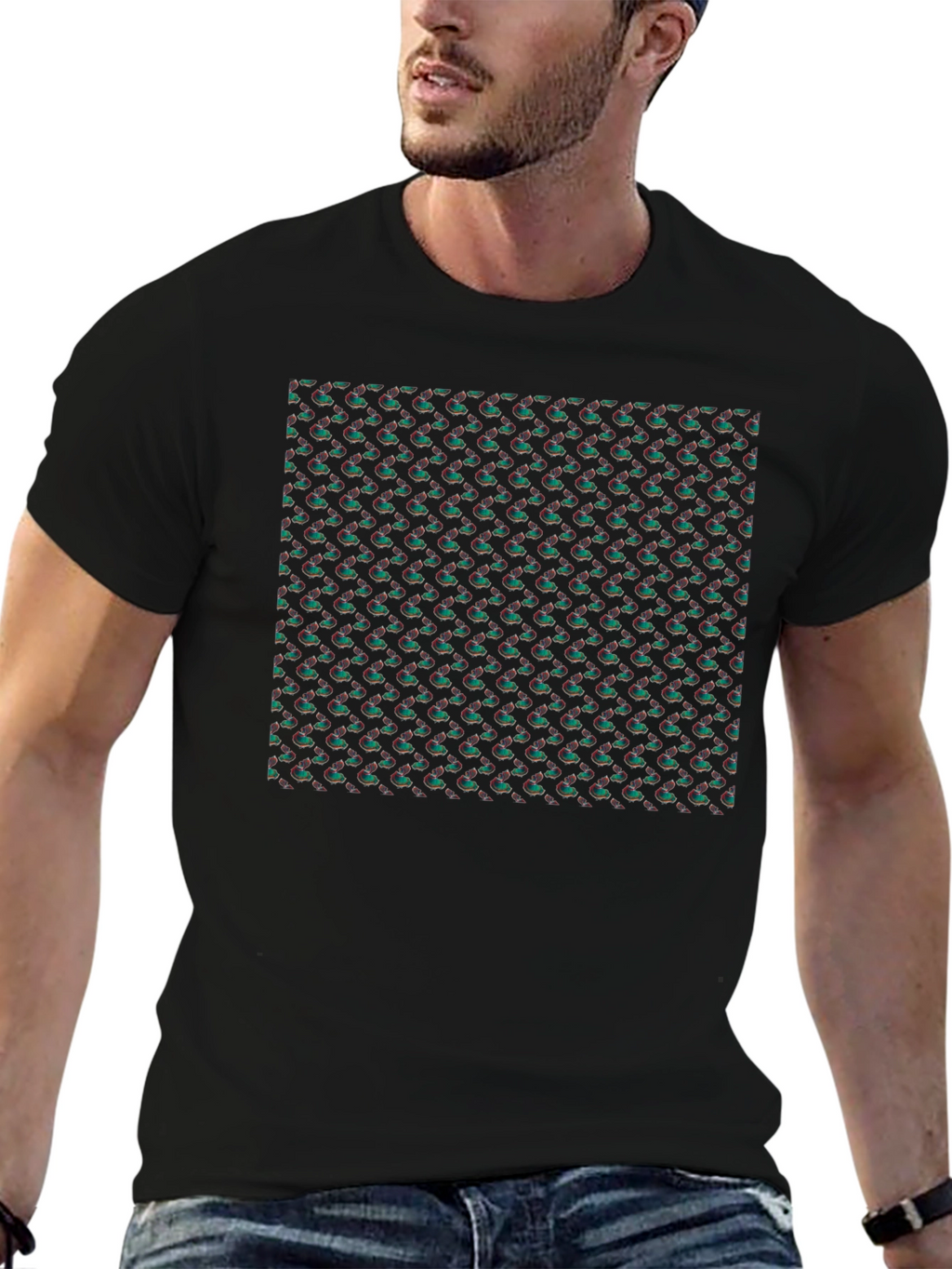 Patterned Black T-Shirt