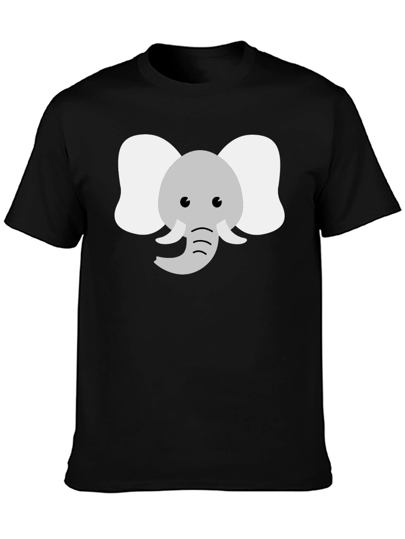 Cute Elephant Graphic Tee - Black Cotton Shirt