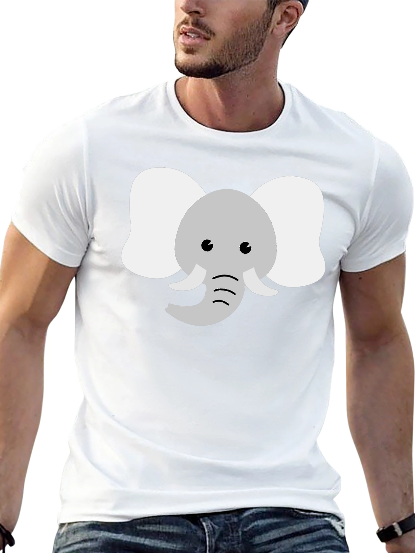 Cute Elephant Graphic Tee - Black Cotton Shirt