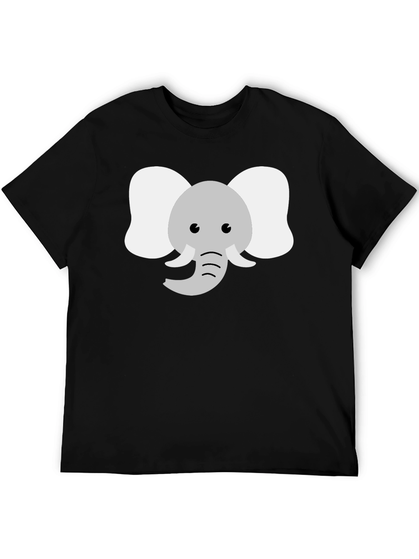 Cute Elephant Graphic Tee - Black Cotton Shirt