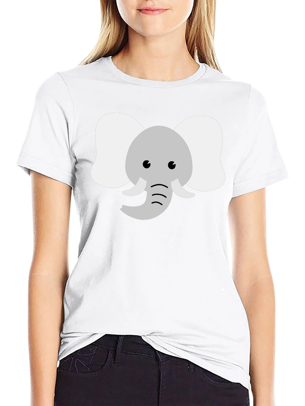Cute Elephant Graphic Tee - Black Cotton Shirt