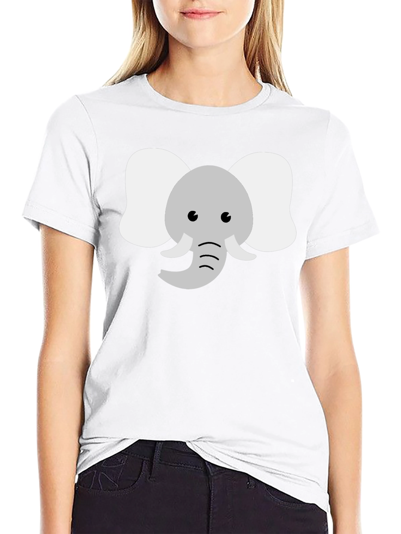 Cute Elephant Graphic Tee - Black Cotton Shirt