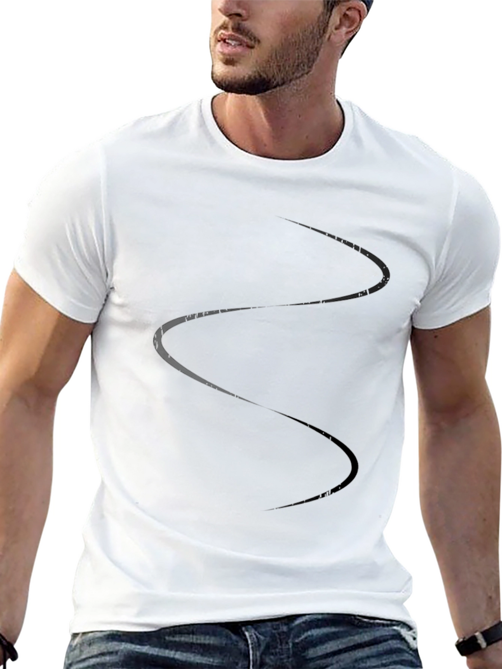 Mens Black Graphic Print Tee