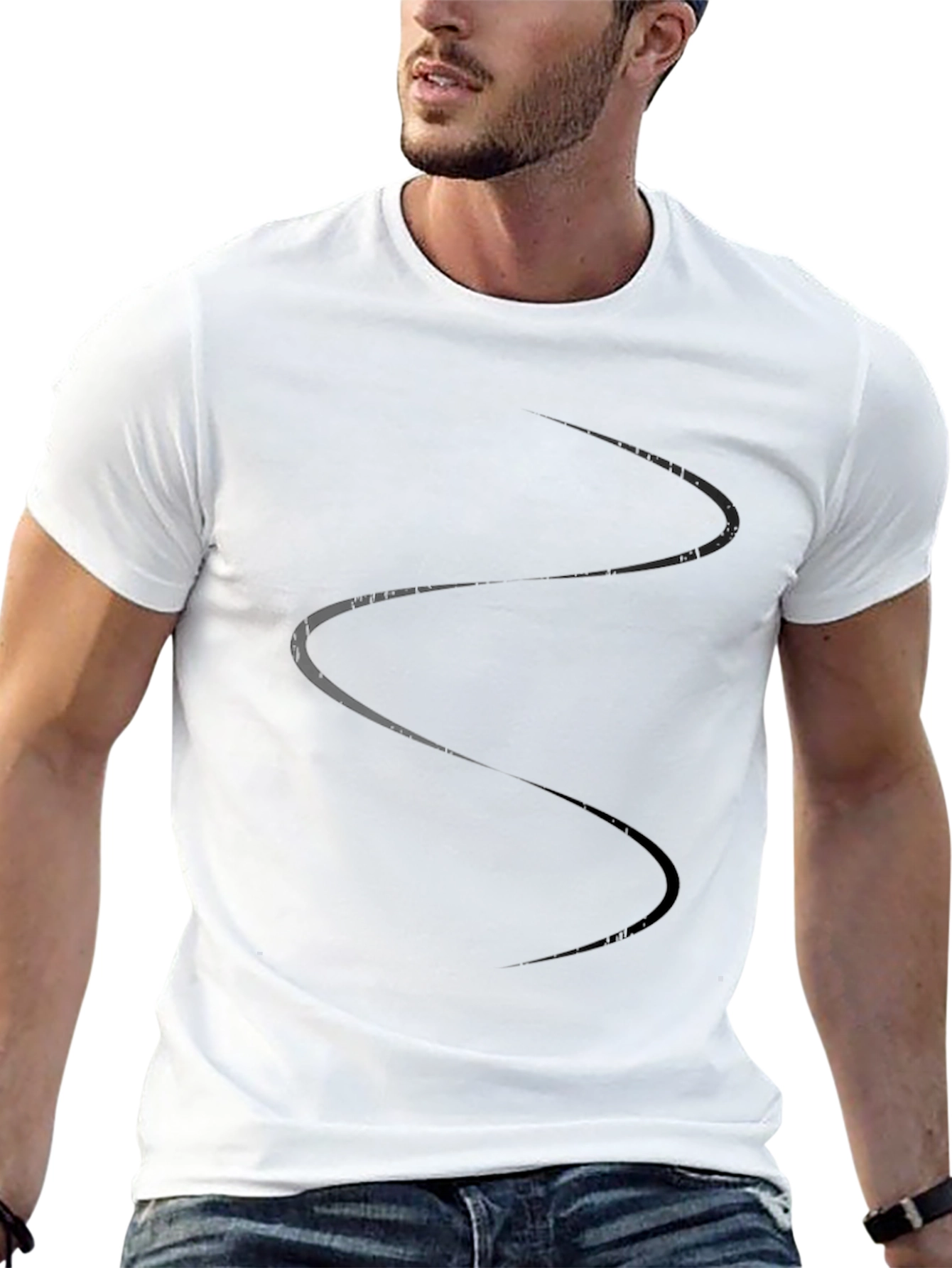 Mens Black Graphic Print Tee