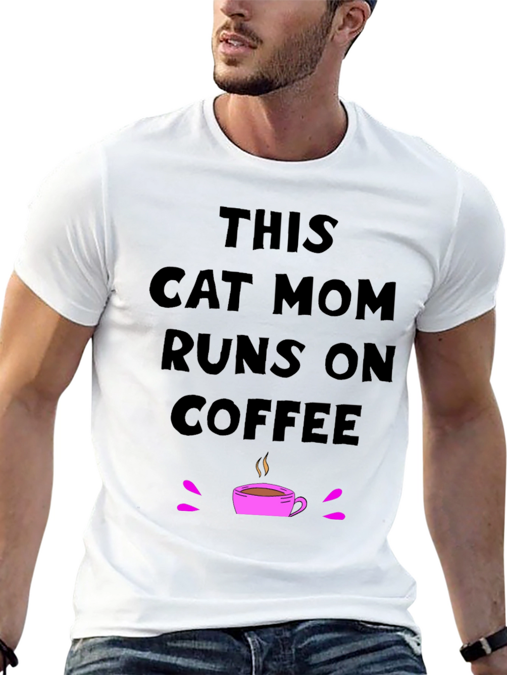 This Cat Mom Runs on Coffee T-Shirt