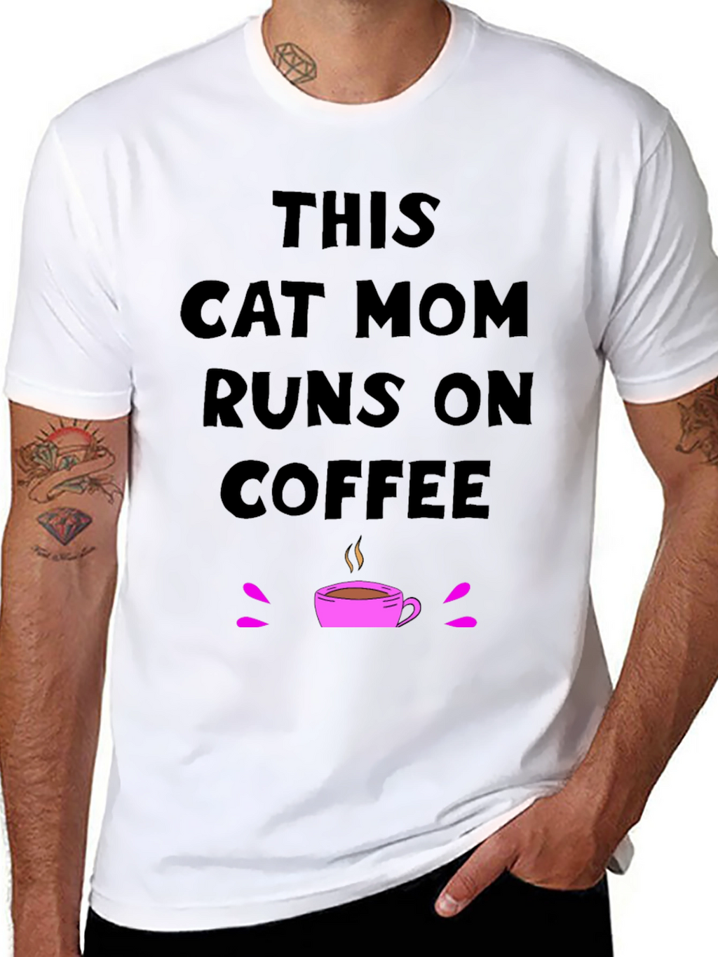 This Cat Mom Runs on Coffee T-Shirt