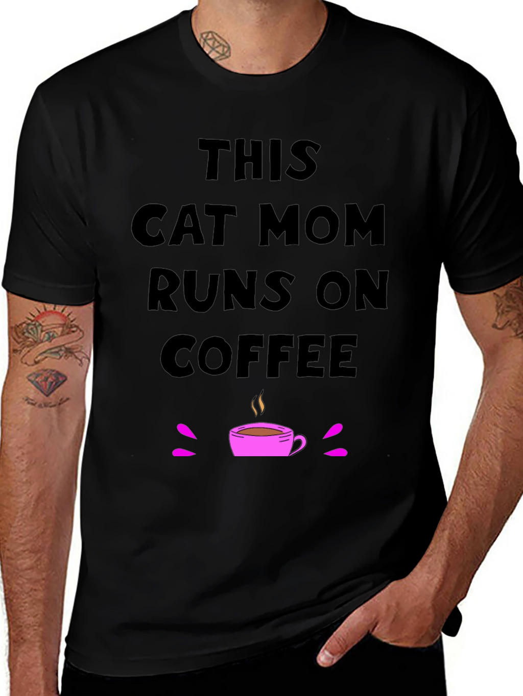 This Cat Mom Runs on Coffee T-Shirt
