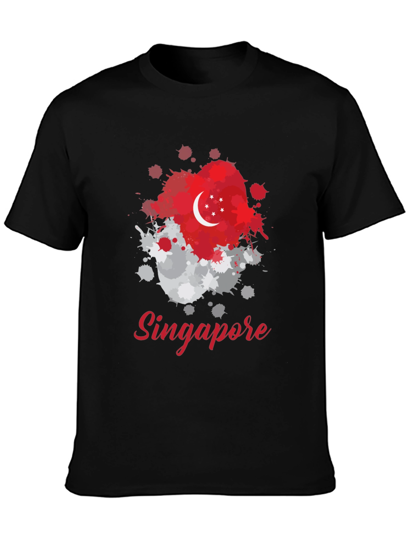 Singapore Flag Splatter T-Shirt - Unique Design