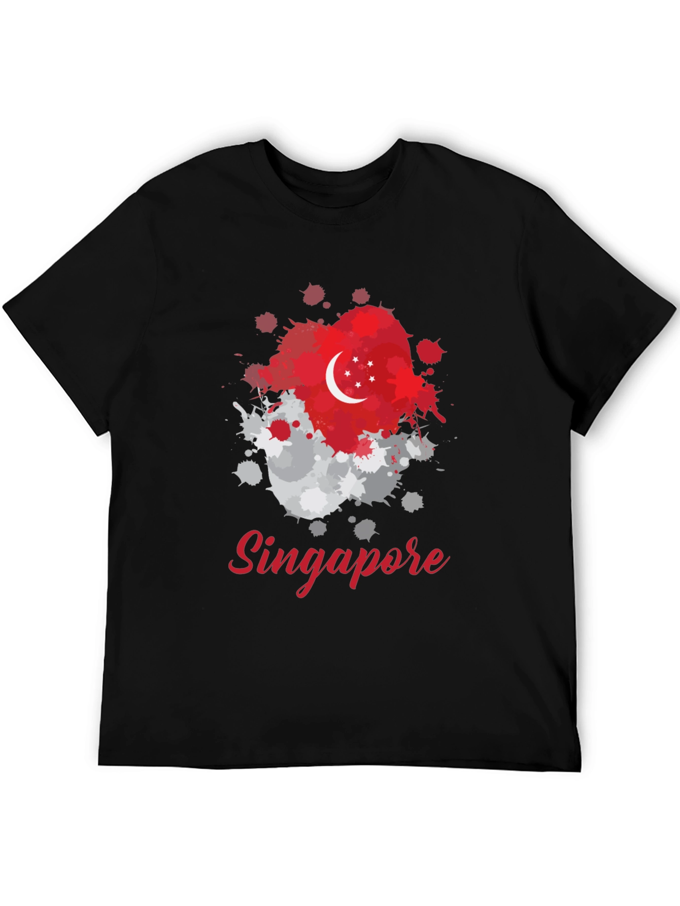 Singapore Flag Splatter T-Shirt - Unique Design