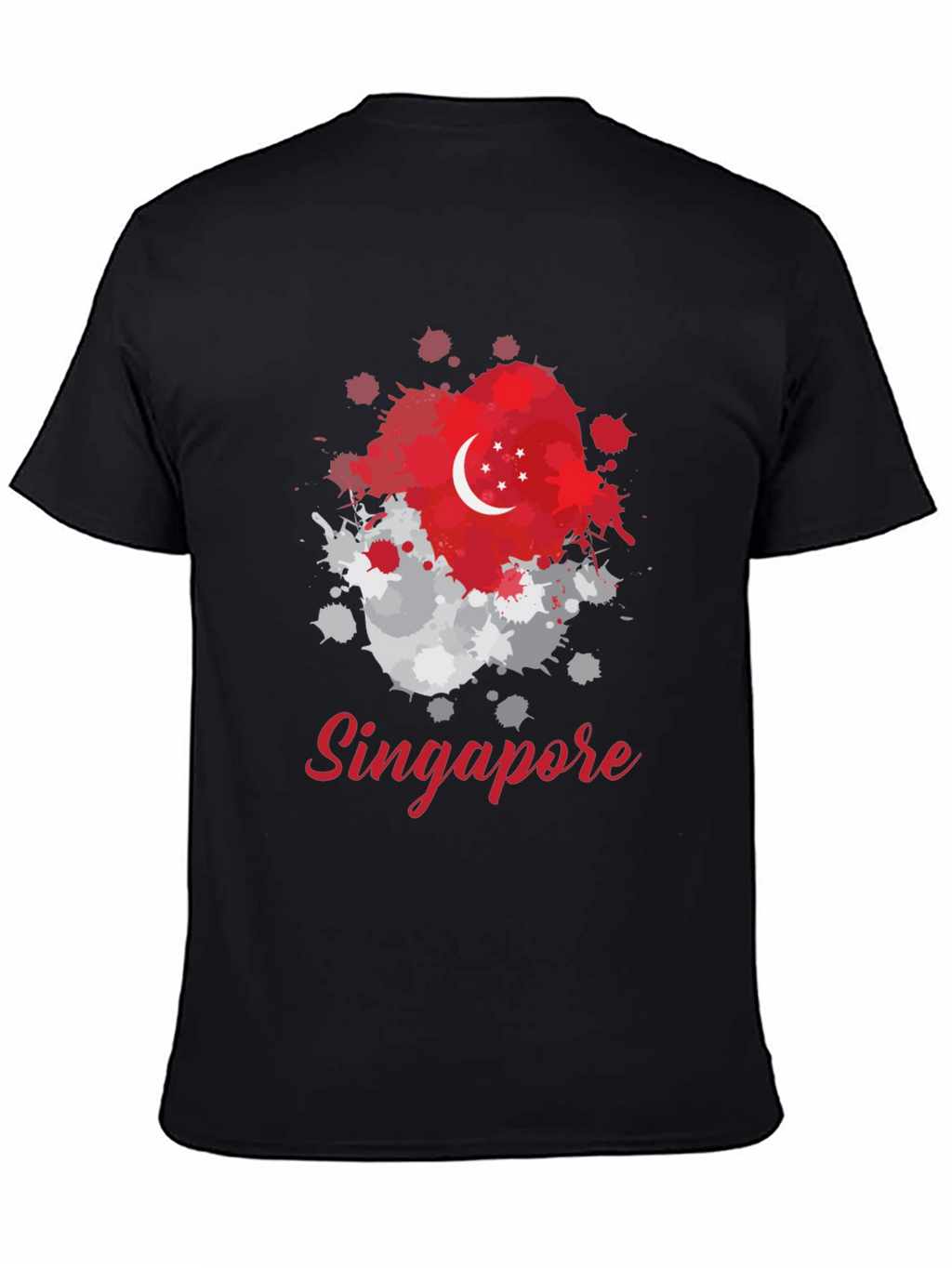 Singapore Flag Splatter T-Shirt - Unique Design